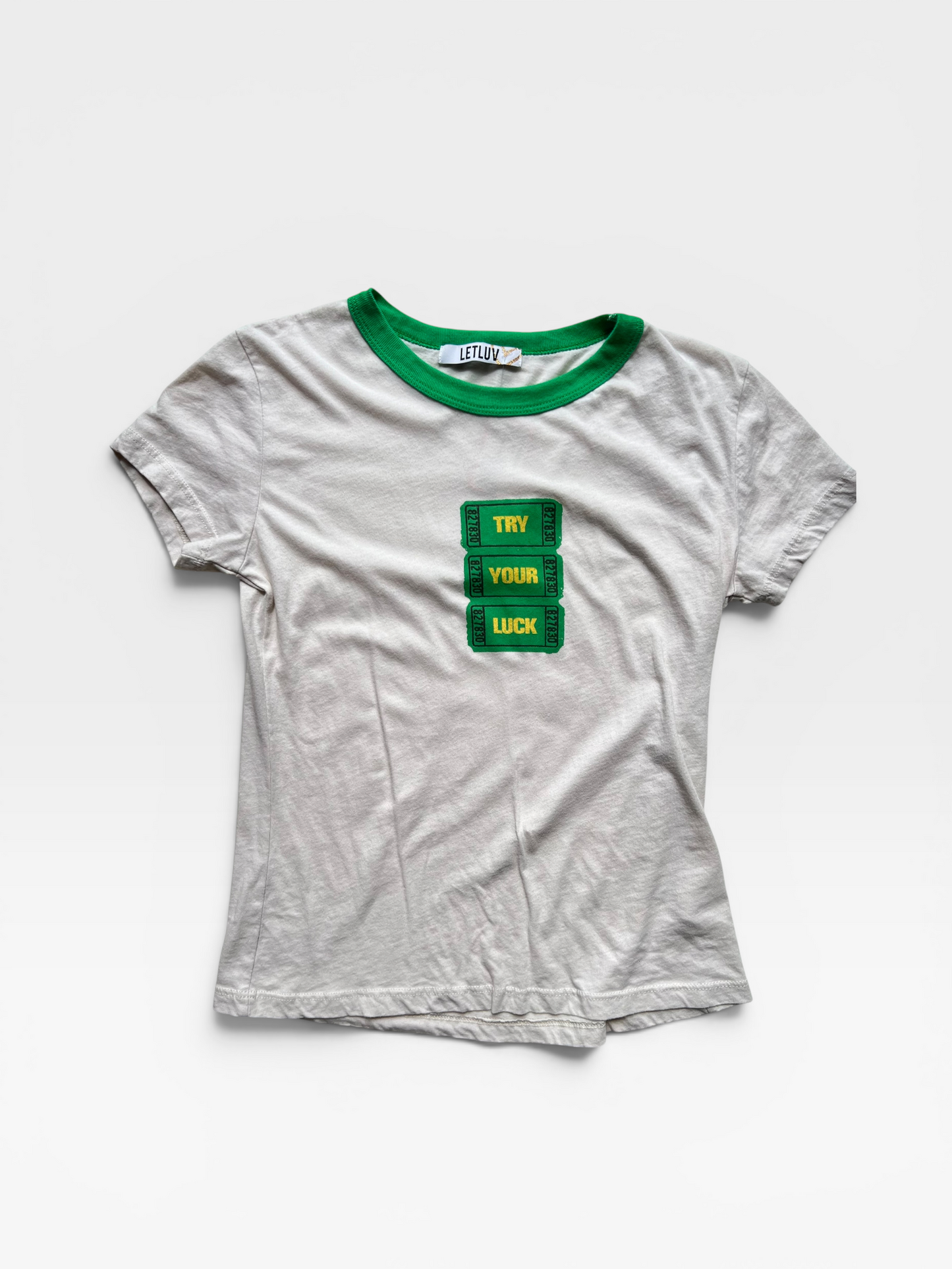 CREAM LETLUV "TRY YOUR LUCK" TEE S
