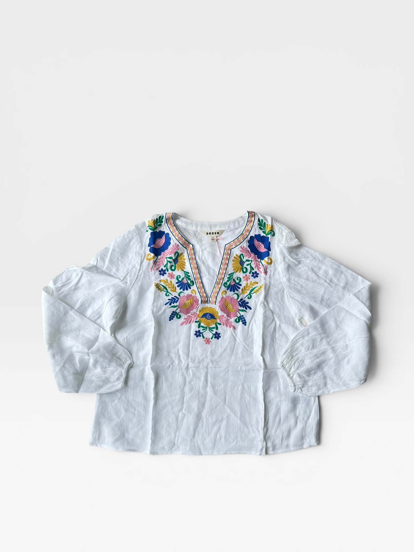WHITE FLORAL BODEN BONNIE LINEN TOP (NWT $160) 12