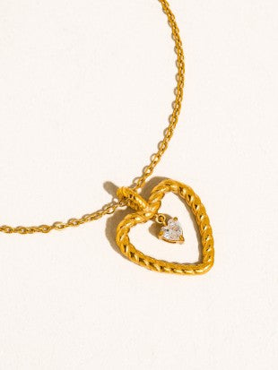 CZ HEART DROP NECKLACE (non-tarnish)