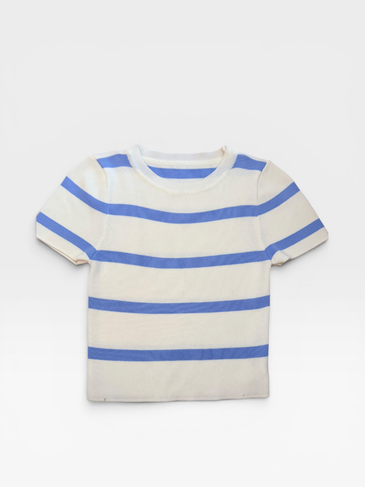 BLUE/WHITE CROPPED TEE S