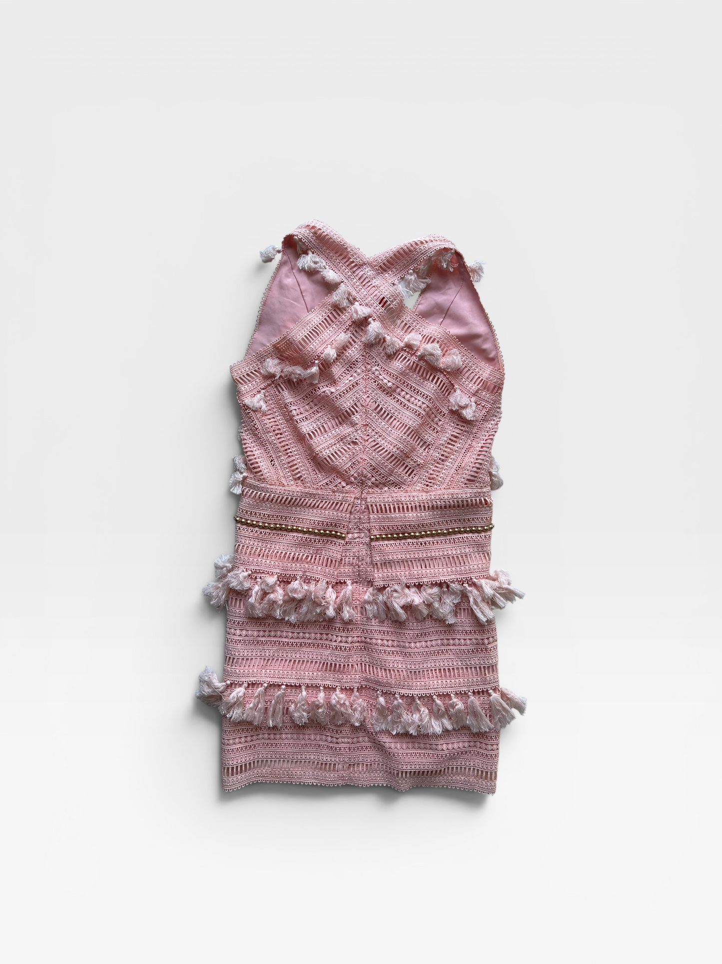PINK GOODNIGHT MACAROON TASSEL DRESS S