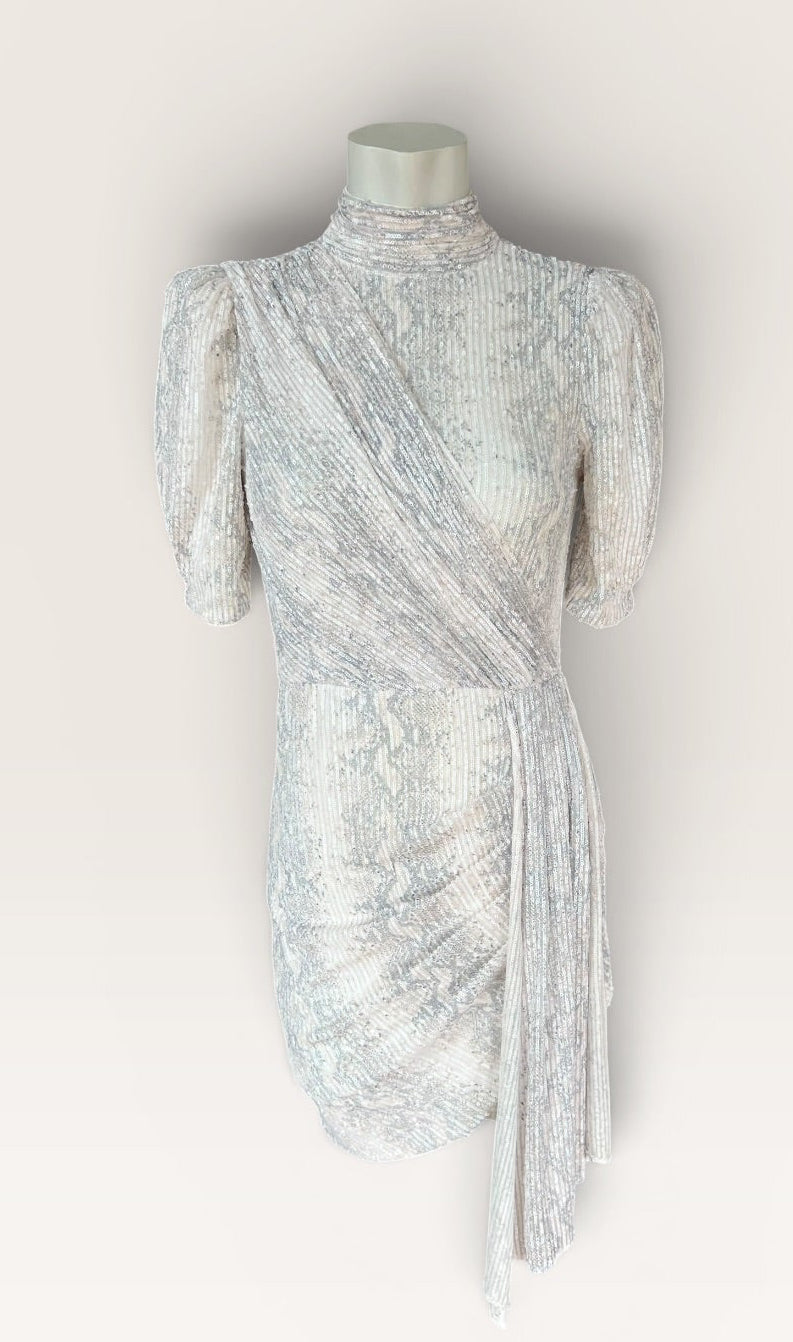 WHITE SEQUIN SAYLOR DRESS XS