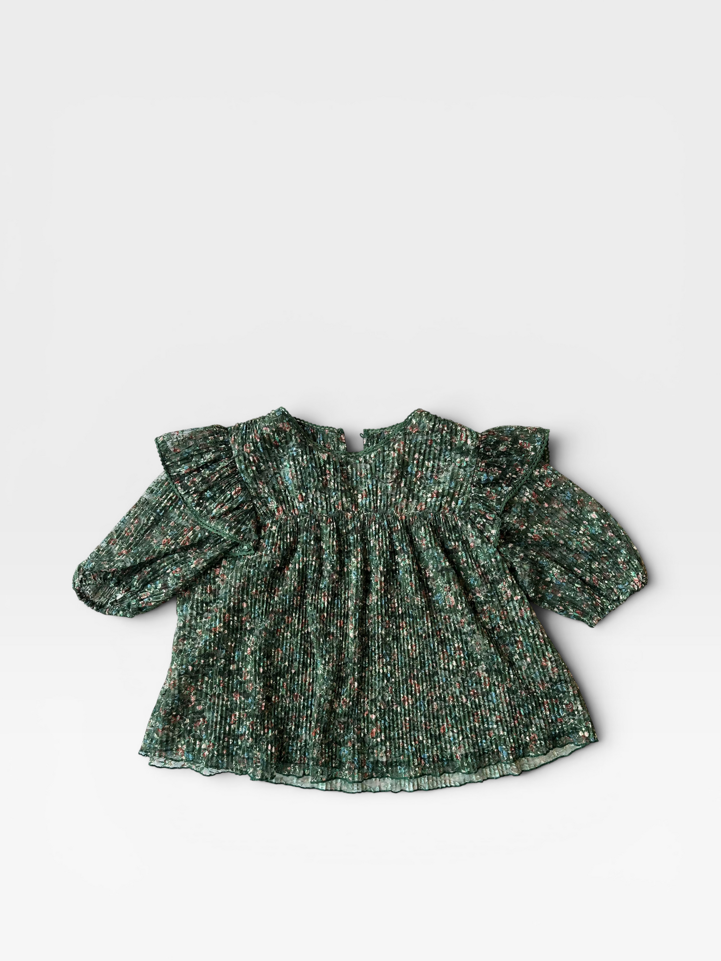 GREEN FLORAL MESH PORRIDGE TOP XS