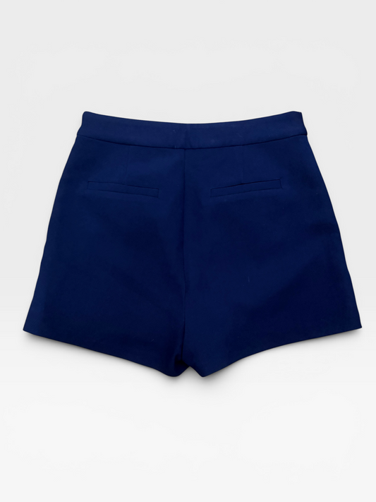 NAVY ENDLESS ROSE GOLD BUTTON DETAIL SHORTS (ORG. $80) S