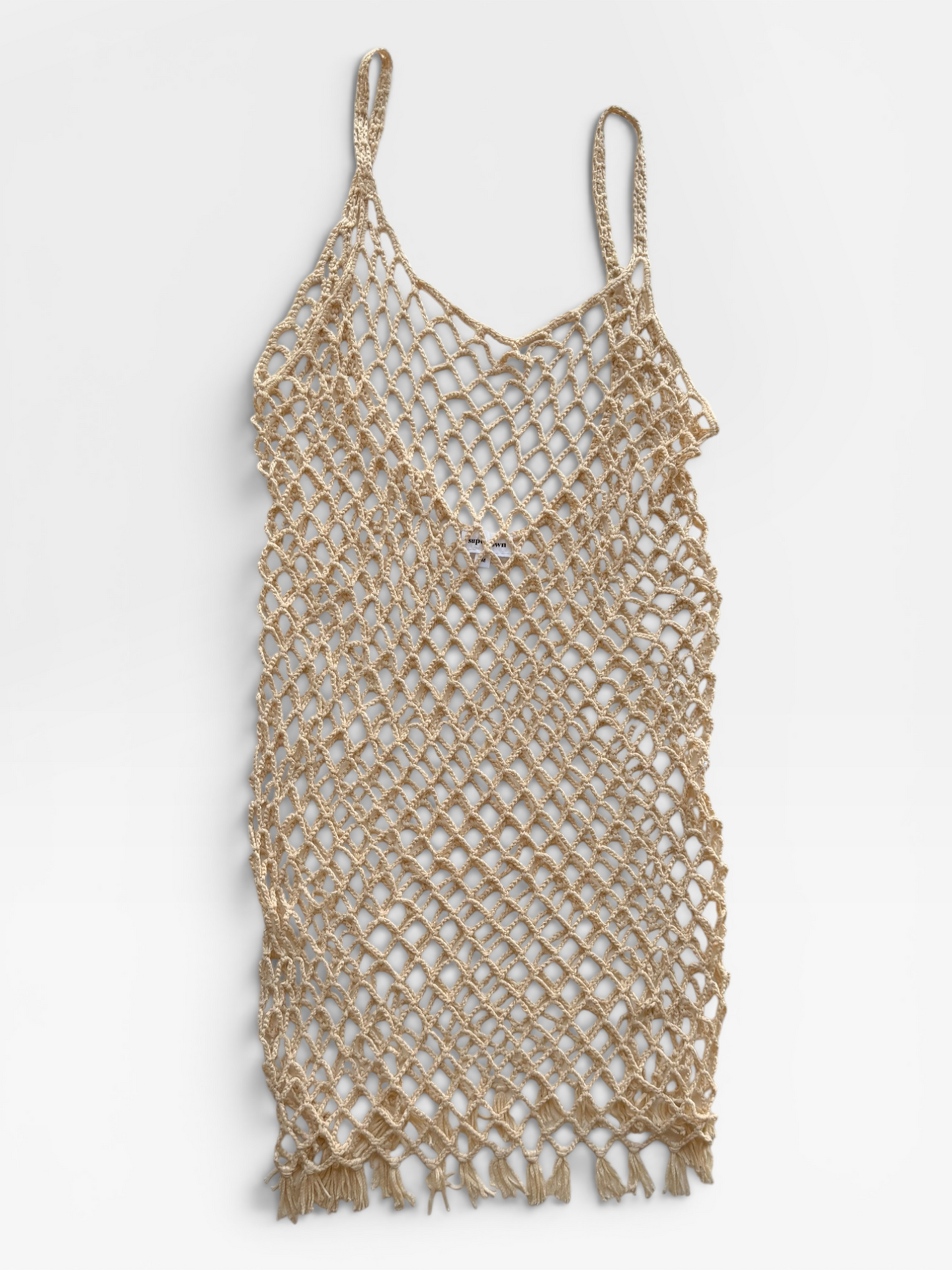 TAN SUPERDOWN KNIT SWIM COVER-UP M
