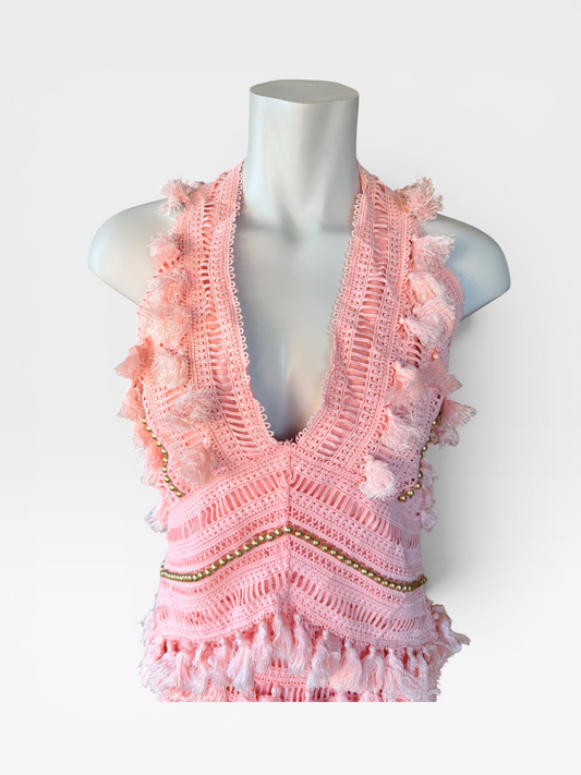 PINK GOODNIGHT MACAROON TASSEL DRESS (NWT) M