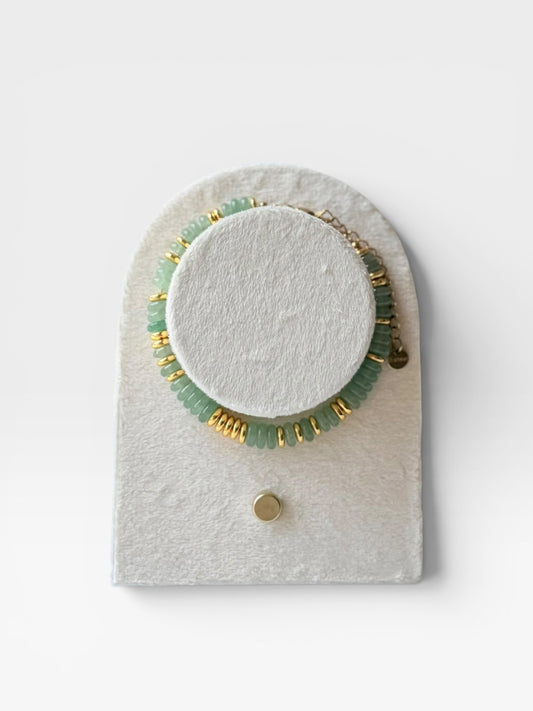 GREEN STONE BEADED BRACELET