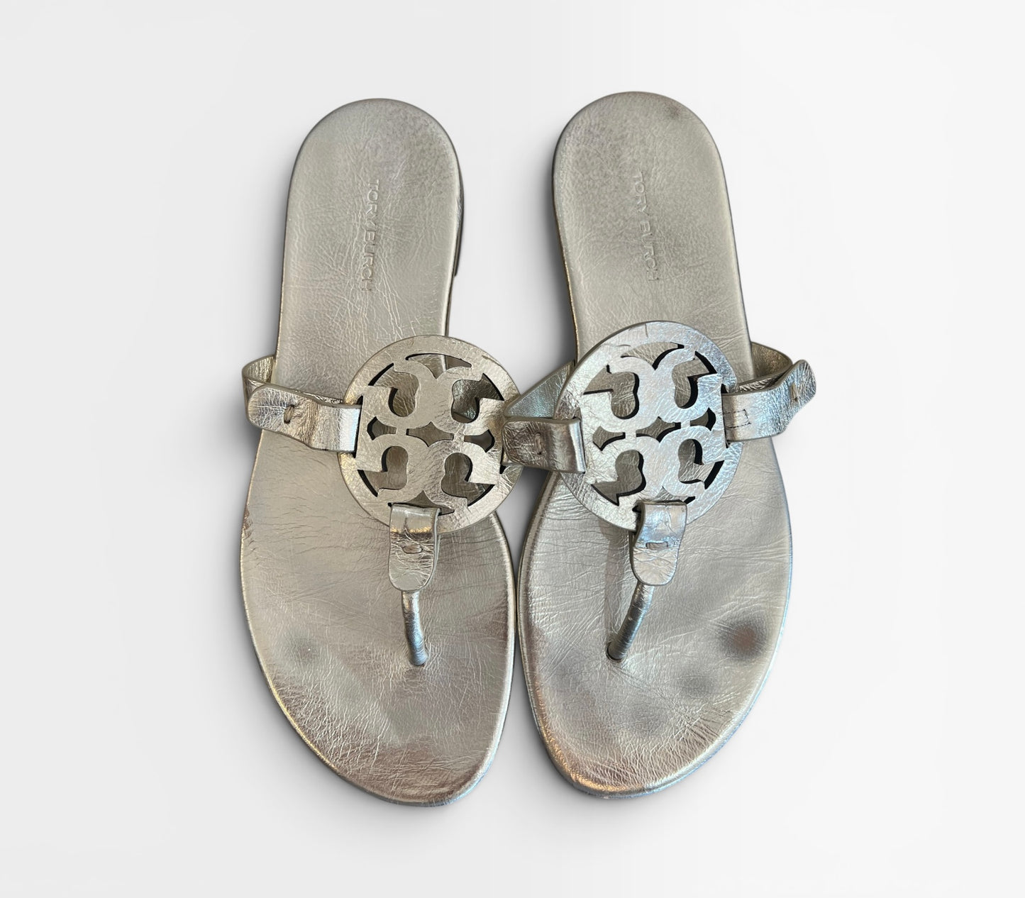 SILVER TORY BURCH SANDALS 7.5