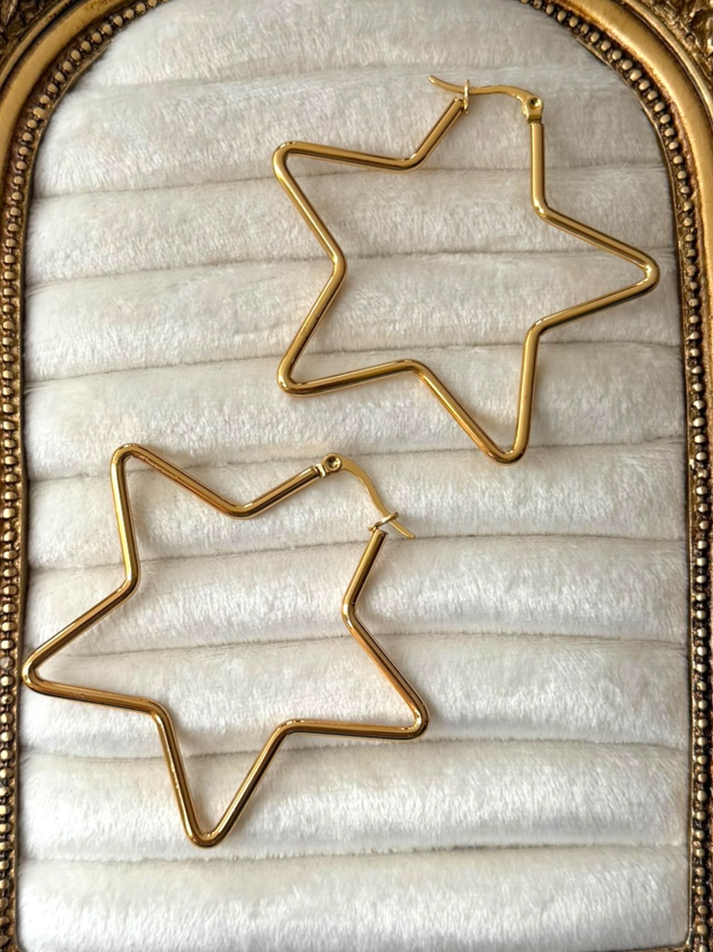 GOLD STAR HOOP EARRINGS (NON TARNISH)