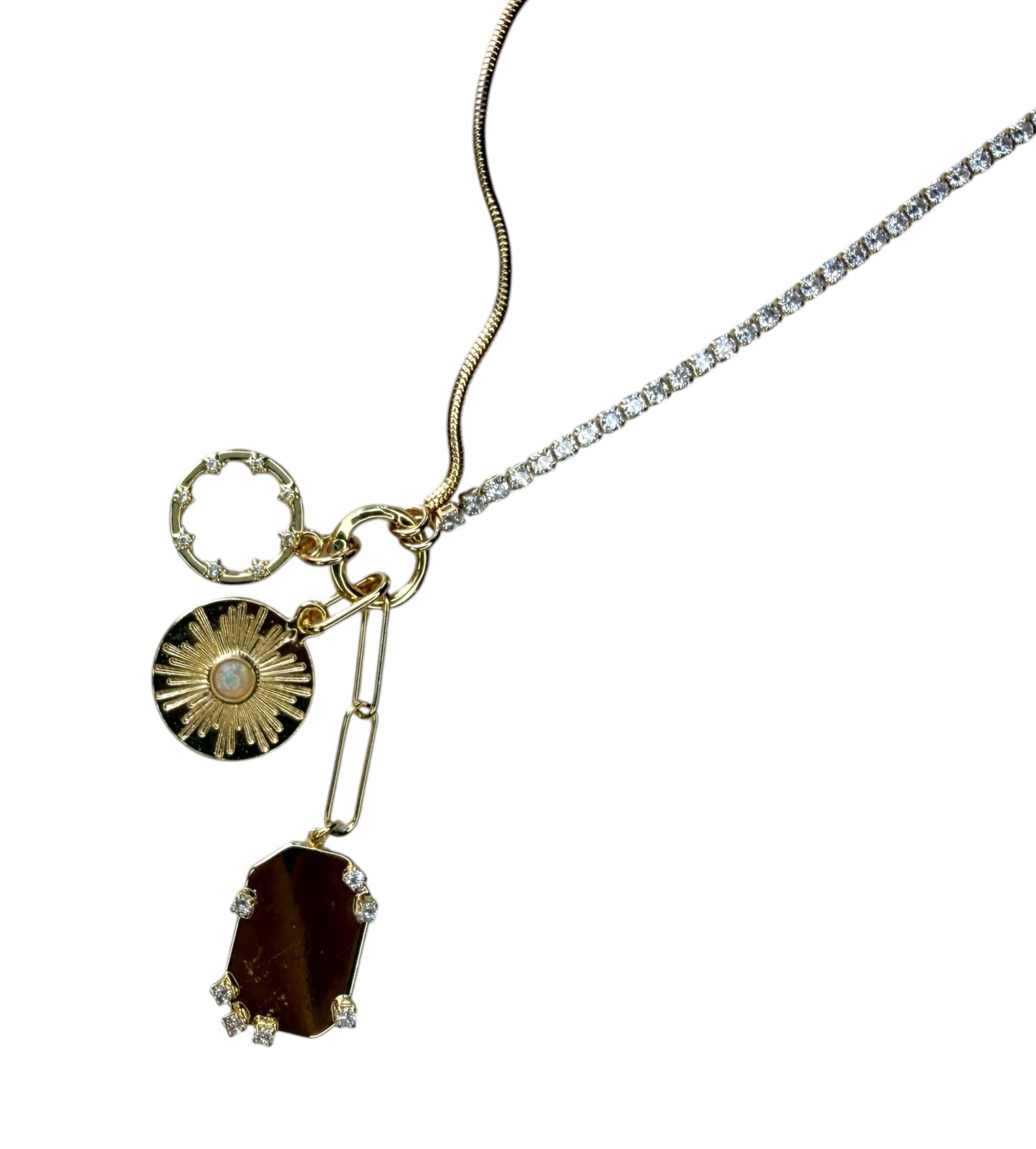 GOLD SEREFINA MIXED CHAIN CHARM NECKLACE