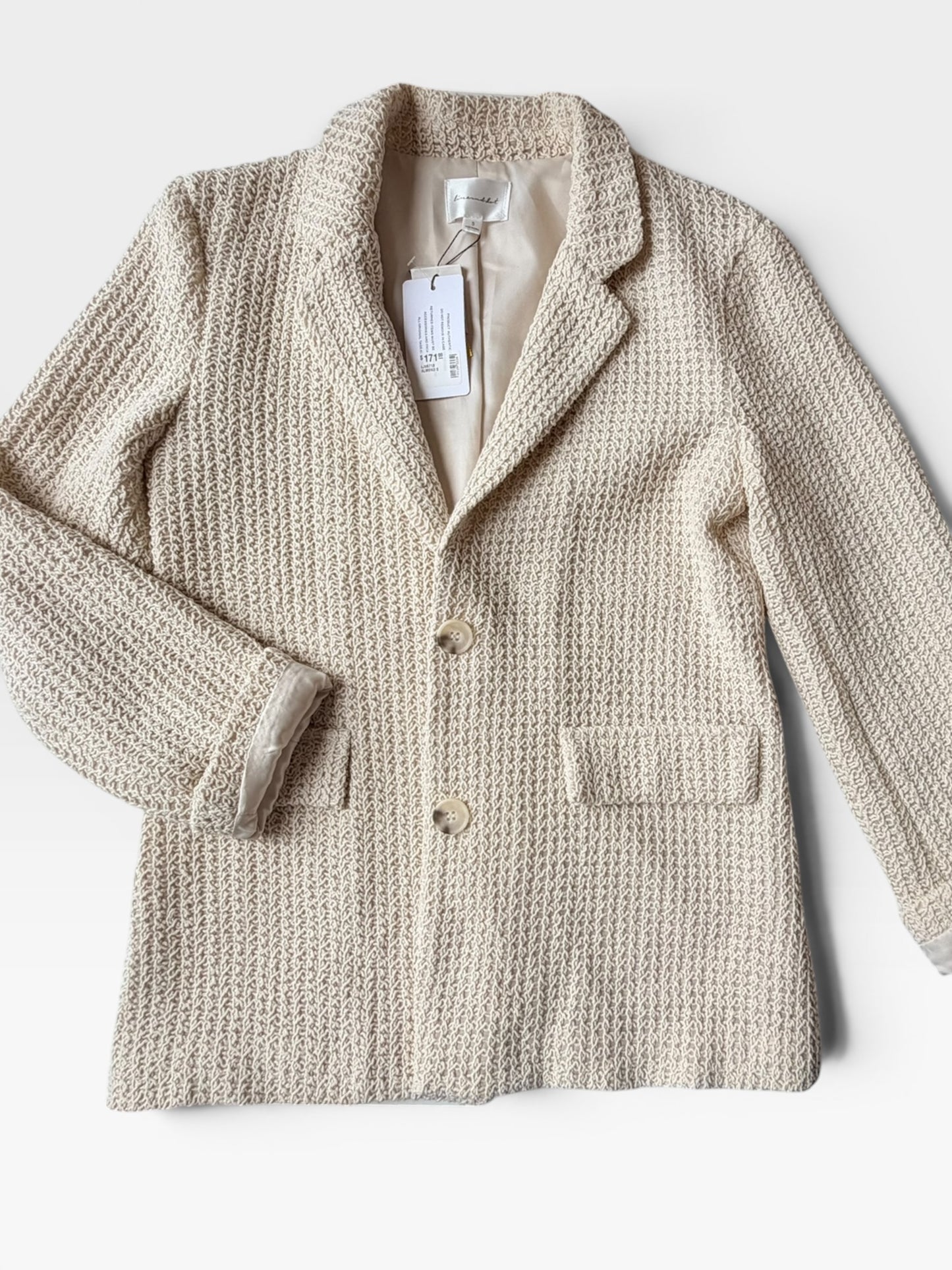 CREAM LINE & DOT BLAZER (NWT $171) S