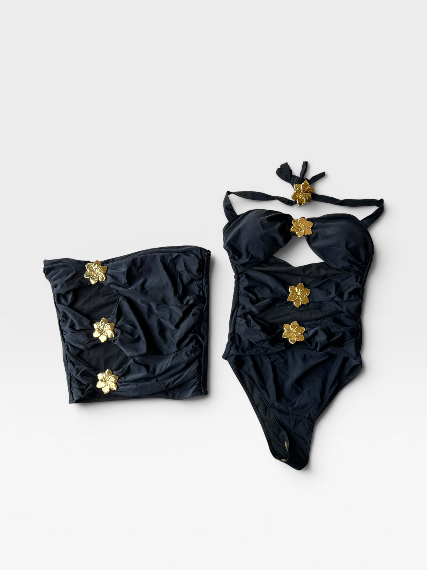 BLACK SPORLINE BATHINGSUIT SET (NWT $70) S