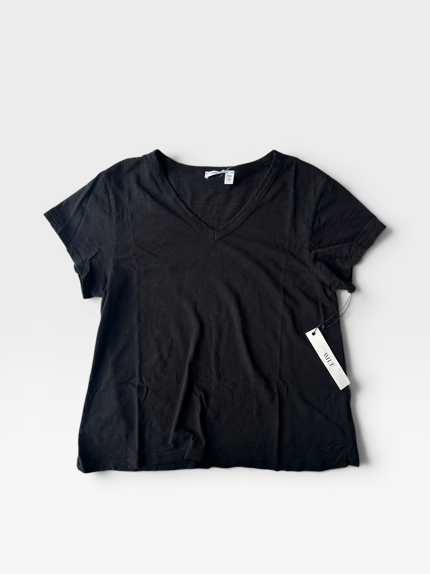BLACK WILT V-NECK TEE (NWT $81) L