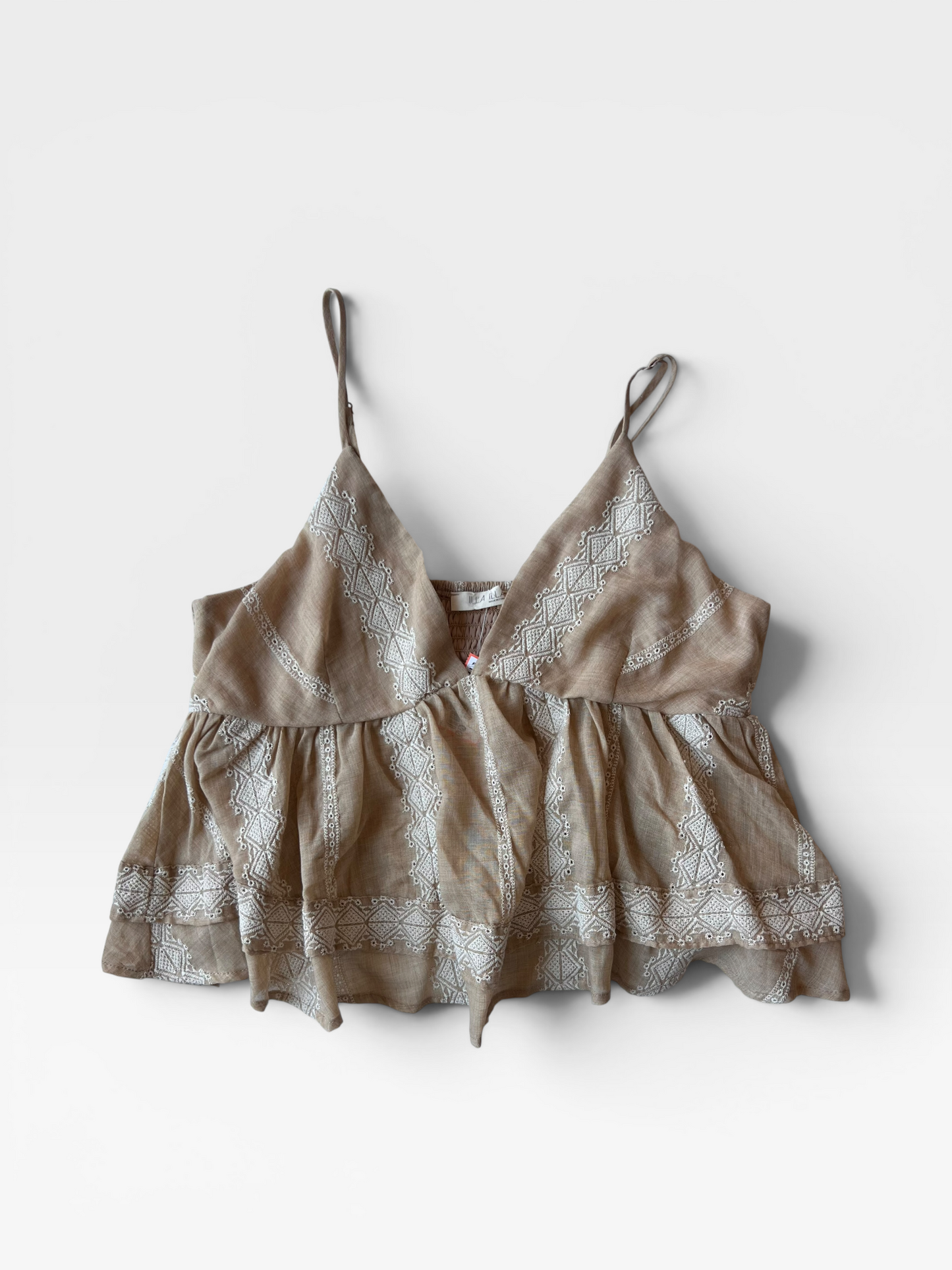 TAN ILLA ILLA TANK TOP (NWOT) L