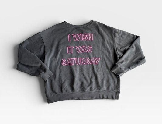 GREY WILDFOX "I WISH IT WAS SATURDAY" PULLOVER L