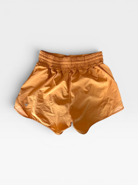 ORANGE LULULEMON SHORTS 4