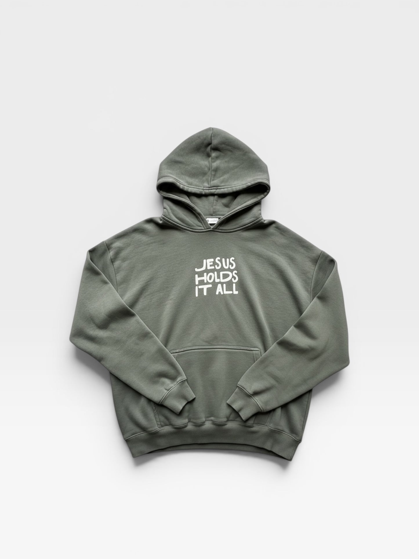JESUS HOLDS IT ALL HOODIE L