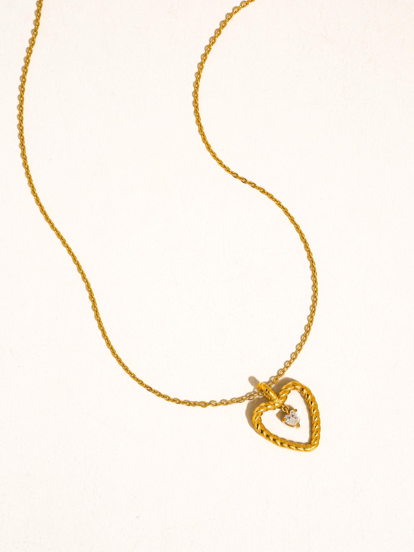 CZ HEART DROP NECKLACE (non-tarnish)