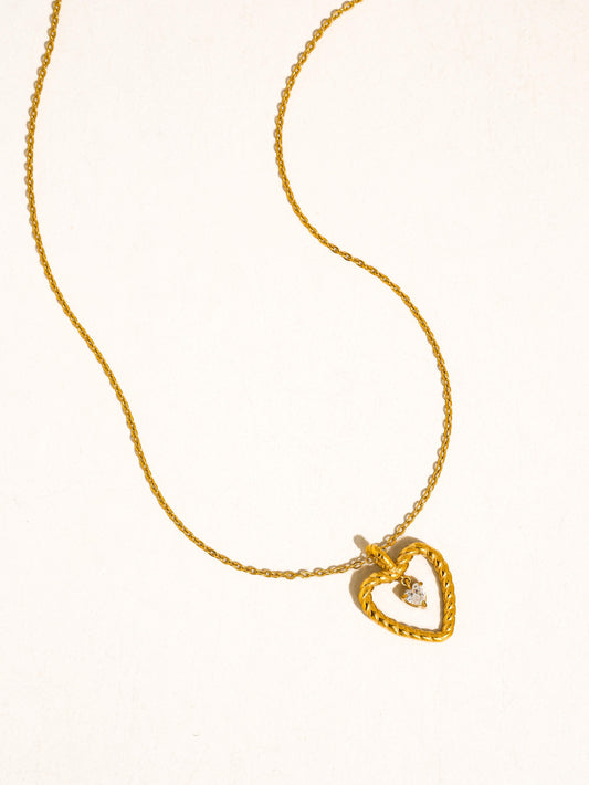CZ HEART DROP NECKLACE (non-tarnish)