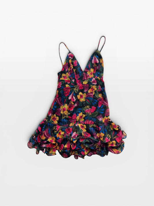 FLORAL OLIVIACEOUS DRESS M