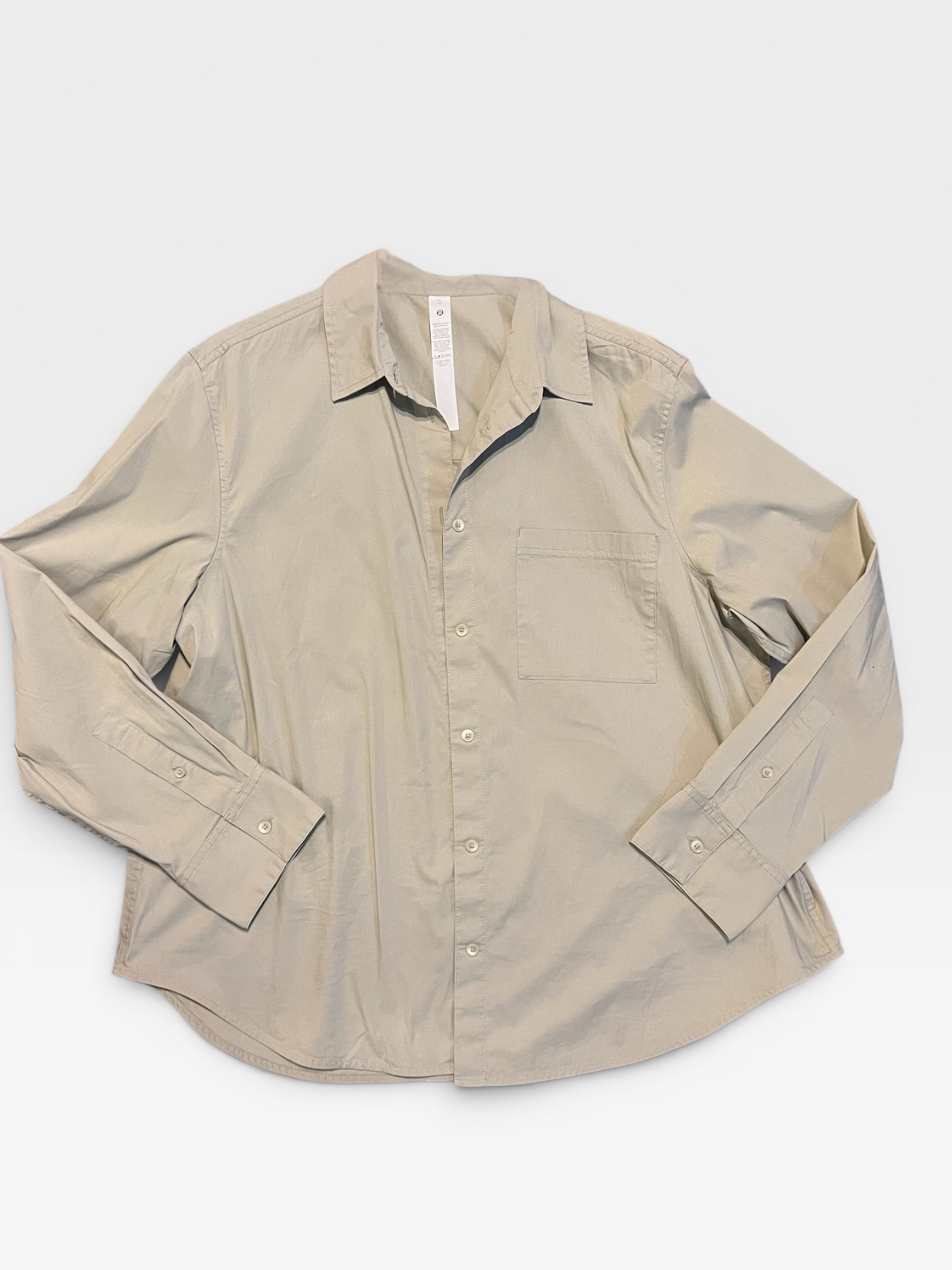TAN LULULEMON BUTTON UP XL