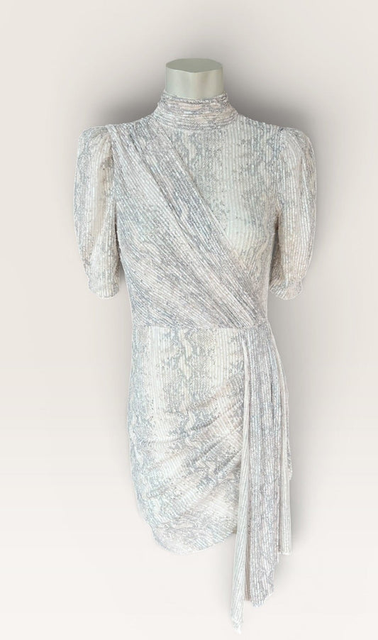 WHITE SEQUIN SAYLOR DRESS XS