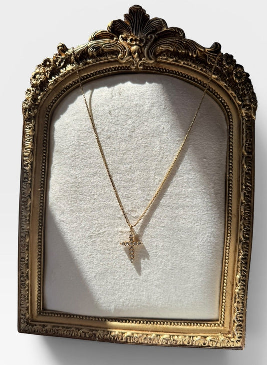 ZIRCON CROSS PENDANT NECKLAE