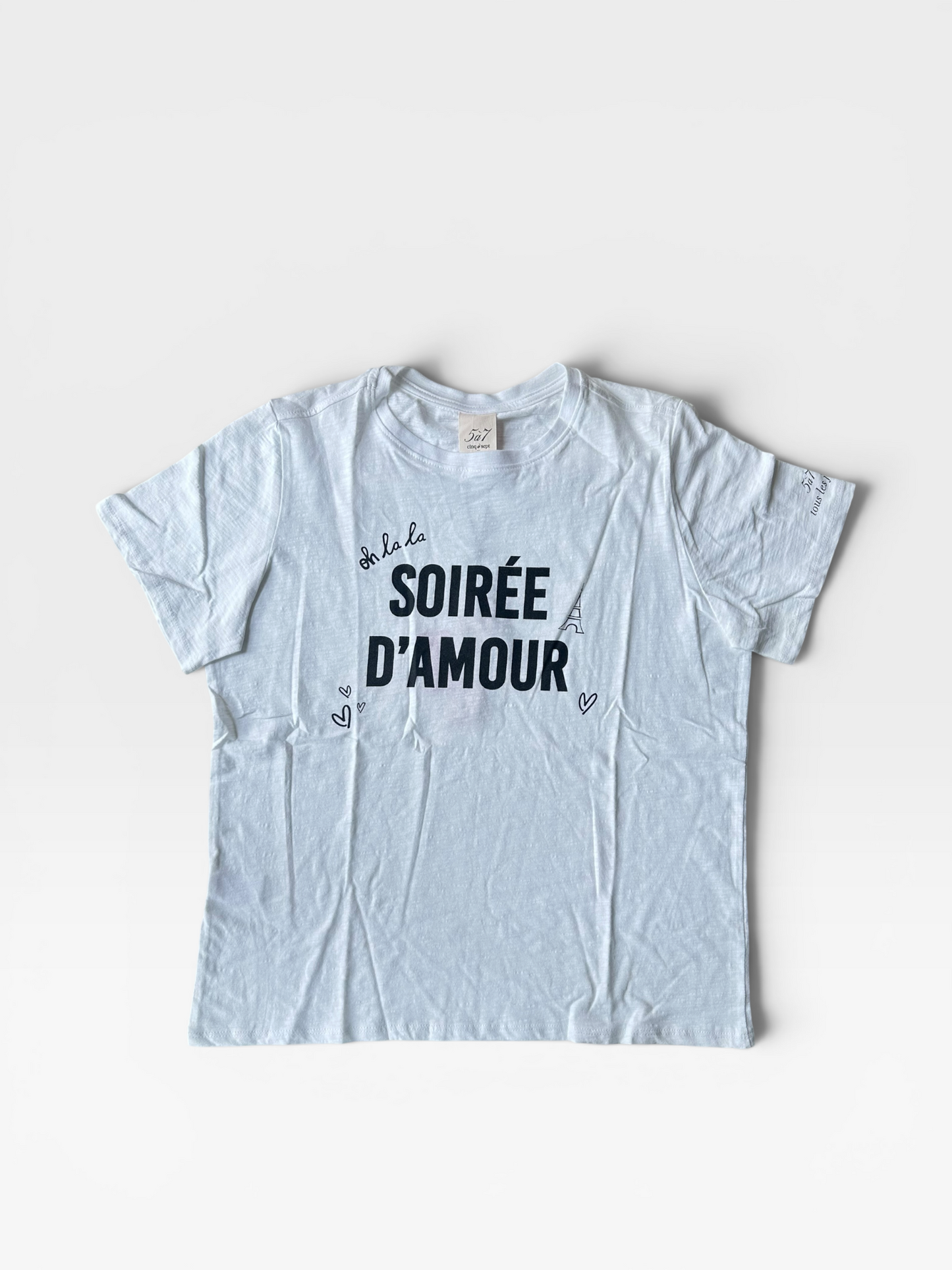 WHITE CINQ A SEPT "SOIREE DAMOUR" TEE (NWT $85) L
