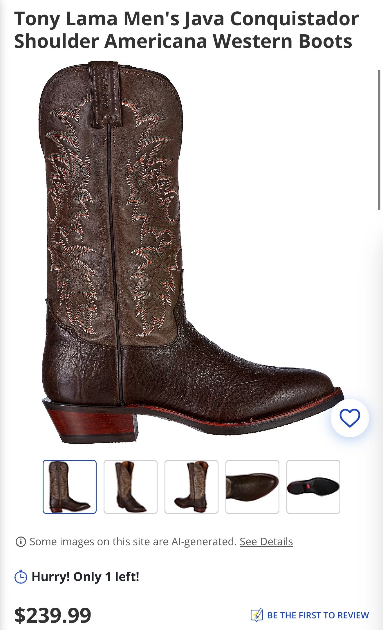 MEN'S TONY LAMA JAVA WESTERN BOOTS (ORG. $240) 10.5