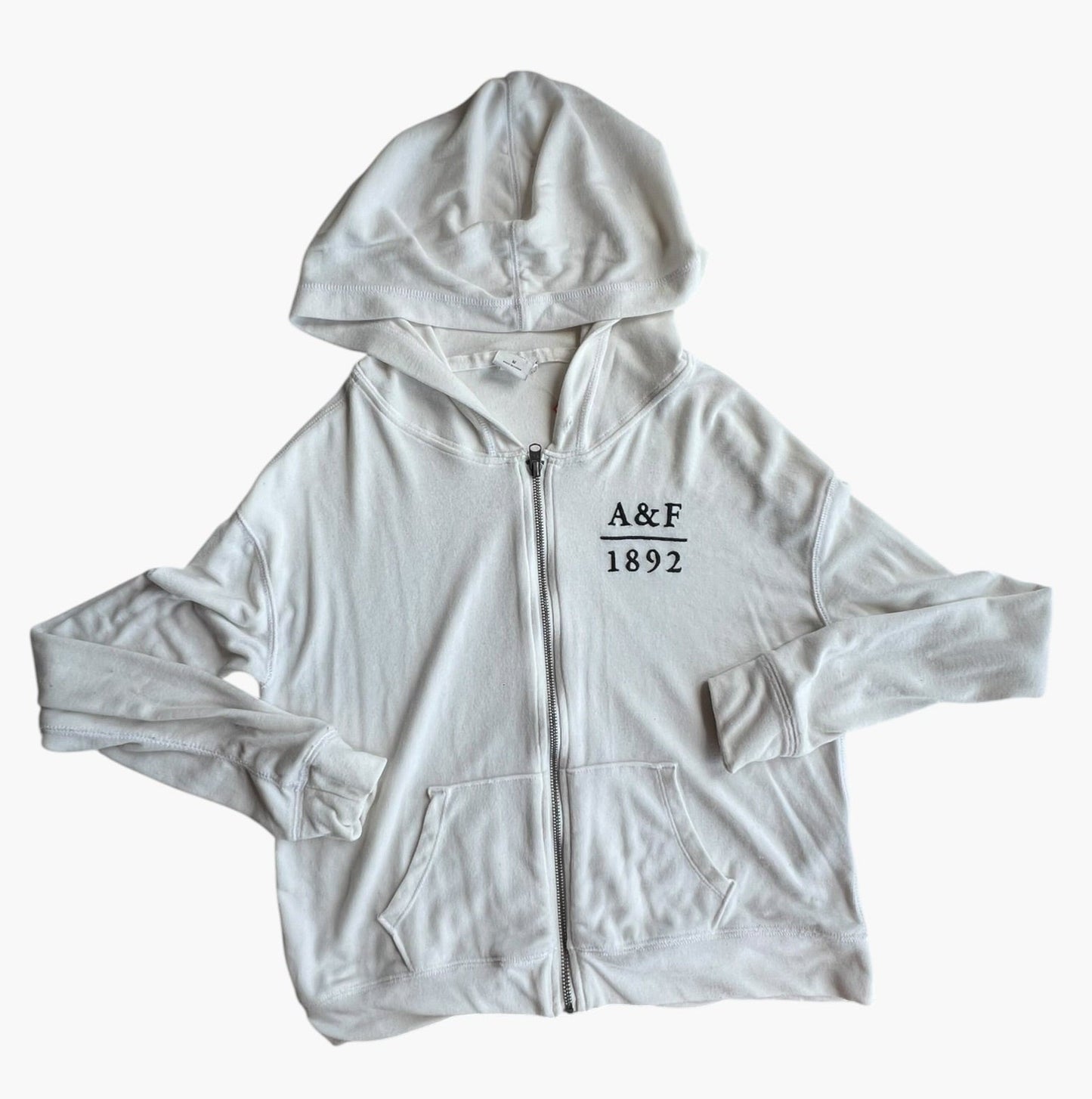 WHITE A & F JACKET SMALL