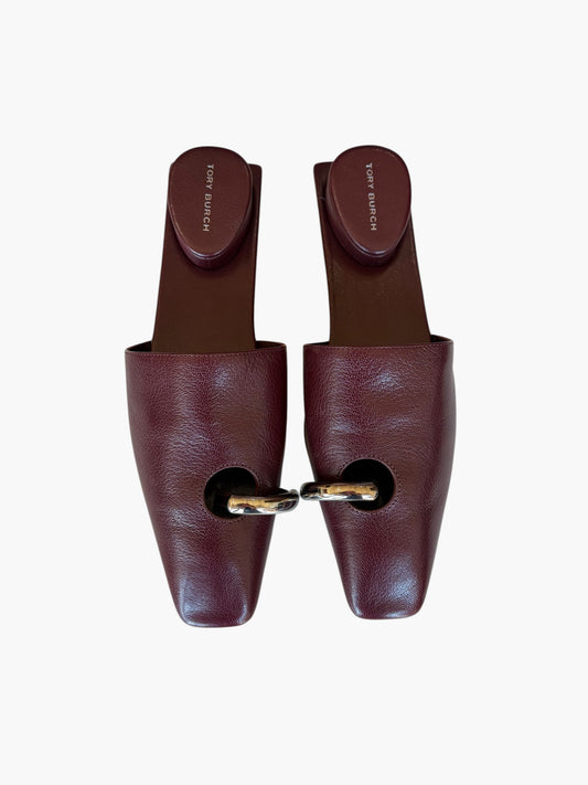 DARK CARMINE TORY BURCH PIERCED MULE (NWT $425) 7.5