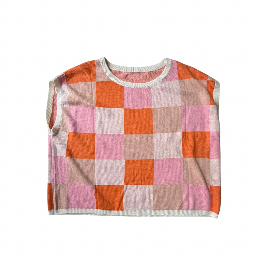 LIGHT PINK COLORBLOCK SWEATERVEST XL