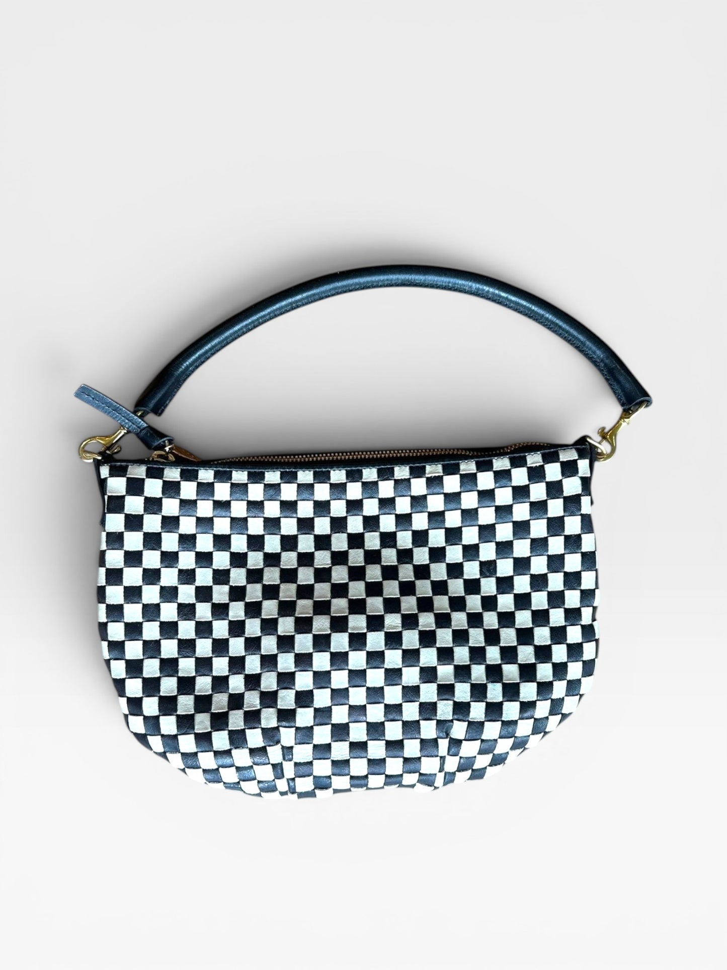 "CLARE V." BLACK/CREAM WOVEN CHECKER PURSE (ORG. $425)