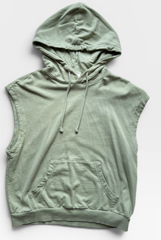 GREEN H & M SLEVELESS HOODIE M