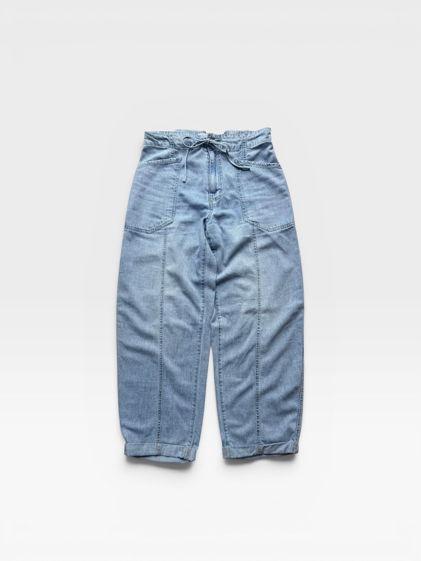 DAZE VILLA DRAWSTRING BARREL LEG JEANS IN WILD CARD S