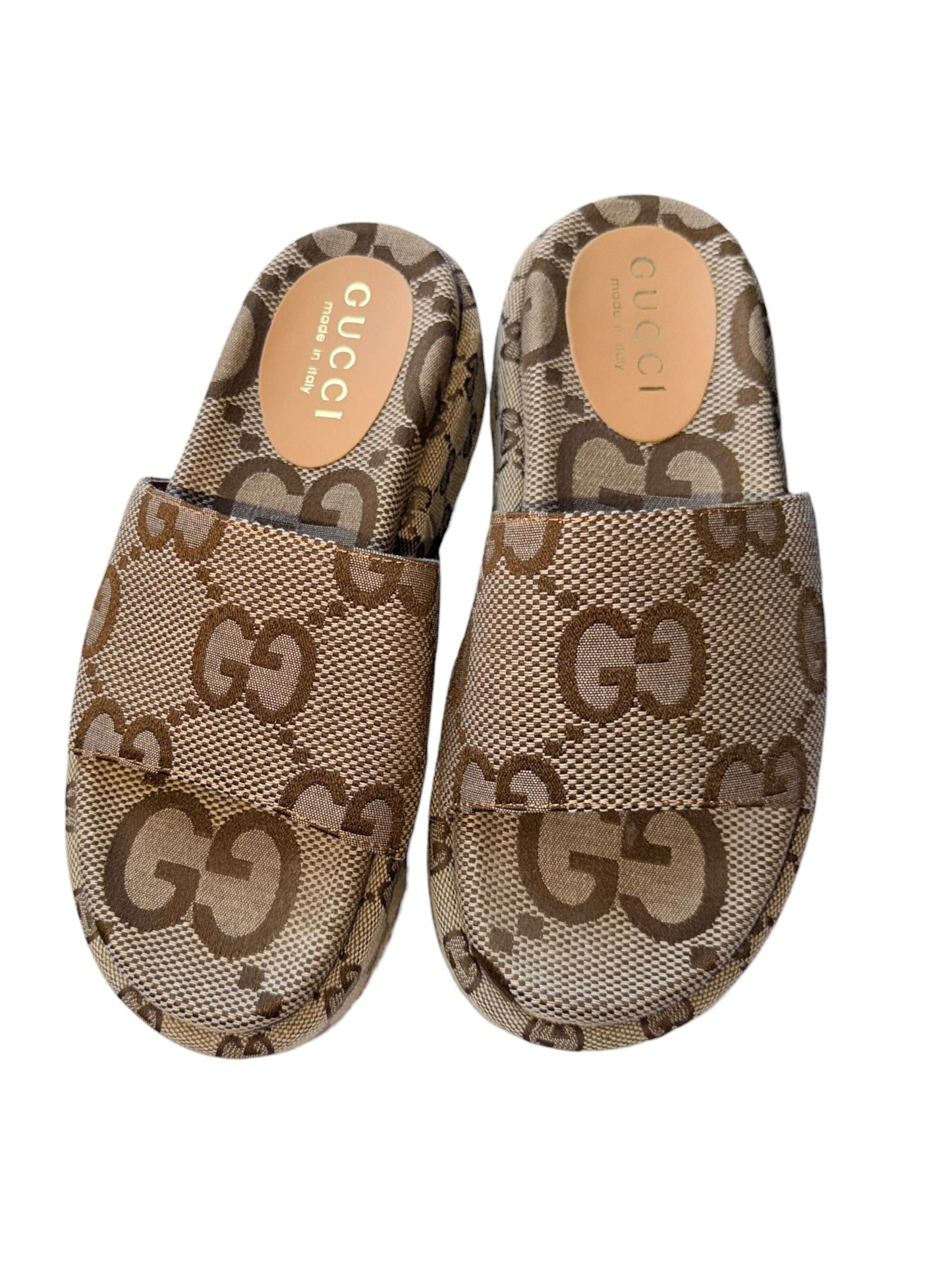 TAN/BROWN GG PLATFROM SLIDES (NOT AUTH) 38
