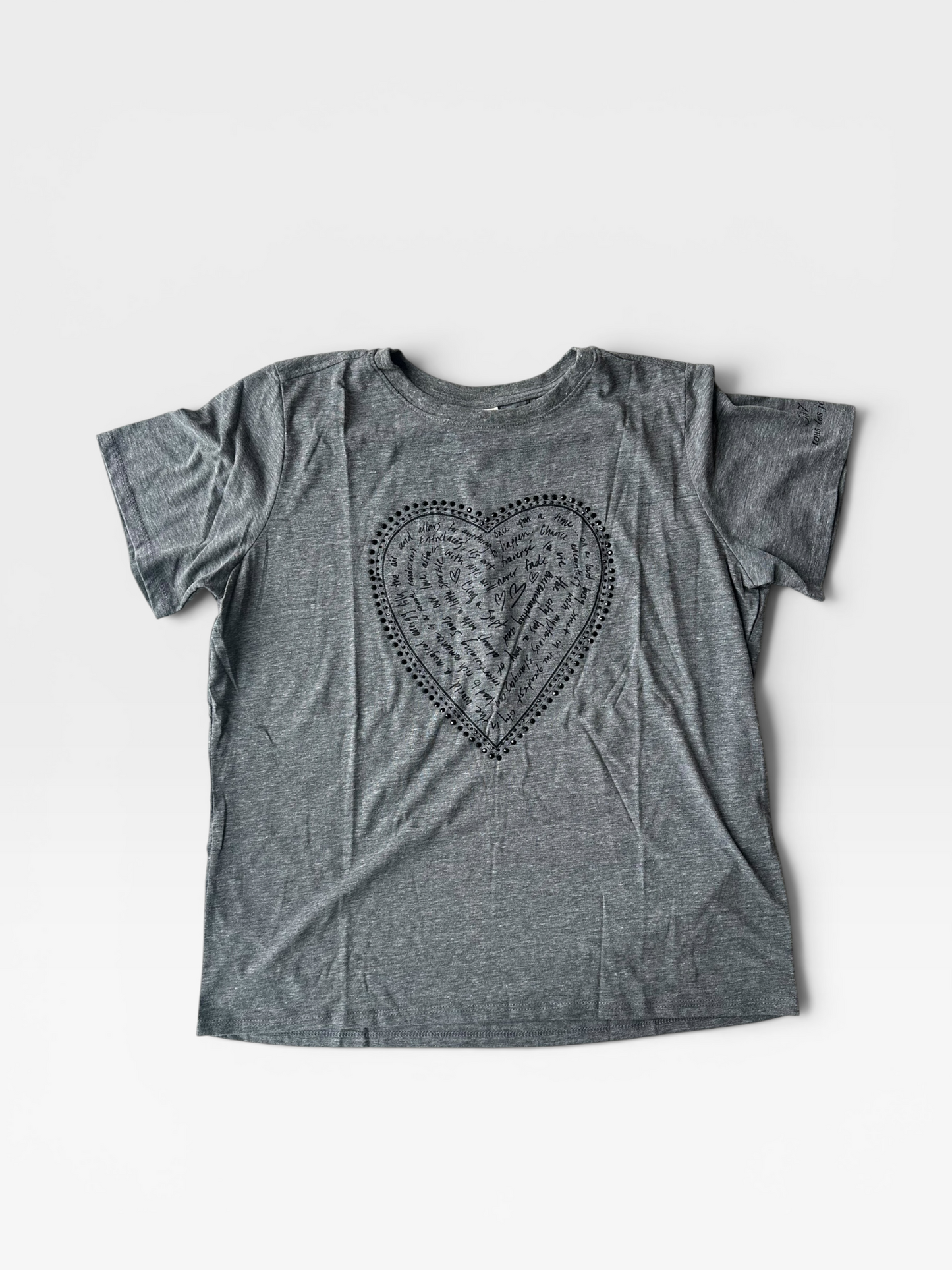 GREY CINQ A SEPT RHINESTONE HEART TEE (NWT $195) L