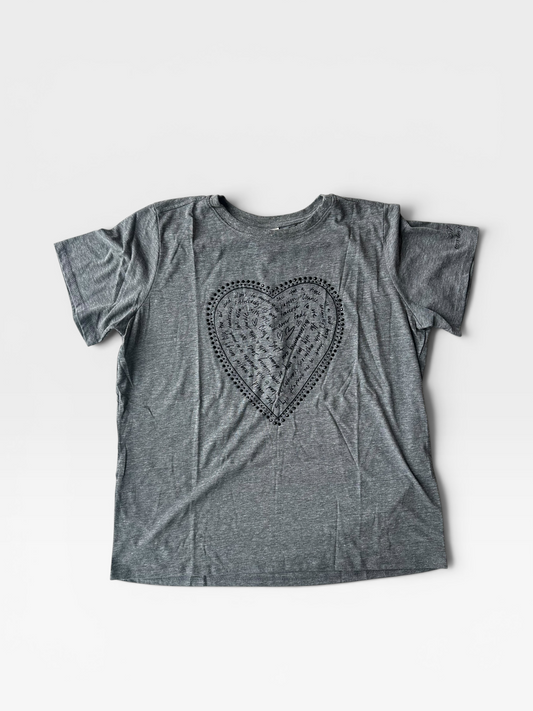 GREY CINQ A SEPT RHINESTONE HEART TEE (NWT $195) L
