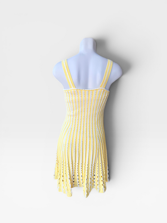 YELLOW/WHITE SIMKHAI FRANKLIN MINI DRESS (ORG. $595) M