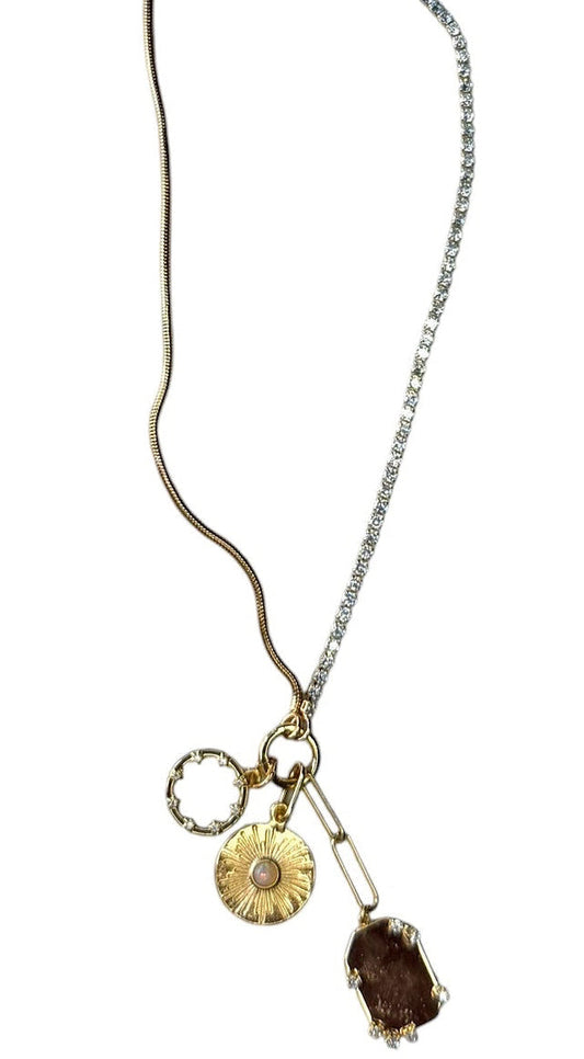 GOLD SEREFINA MIXED CHAIN CHARM NECKLACE