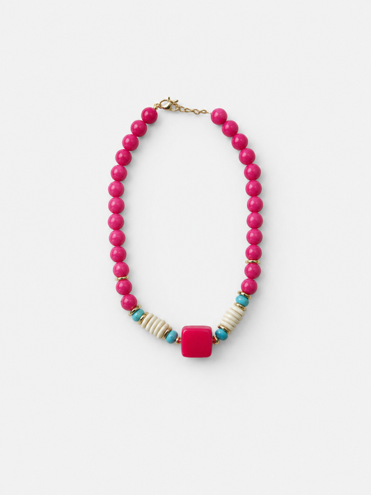 PINK/COLORFUL TREASURE JEWELS NECKLACE (NEW)