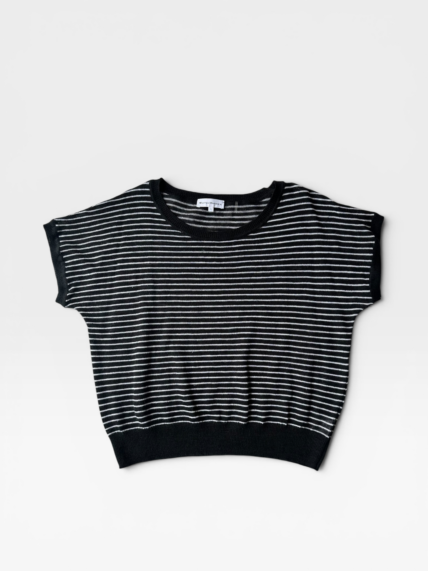 BLACK/WHITE WHITE + WARREN SWEATER TOP (NWT $245) L