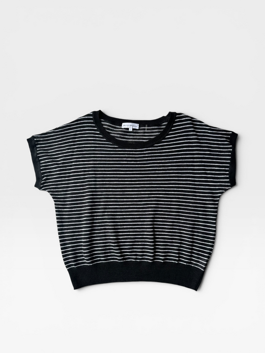 BLACK/WHITE WHITE + WARREN SWEATER TOP (NWT $245) L