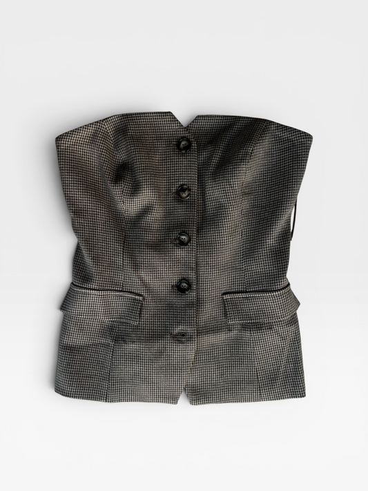BROWN PLAID "ASTR" TOP M