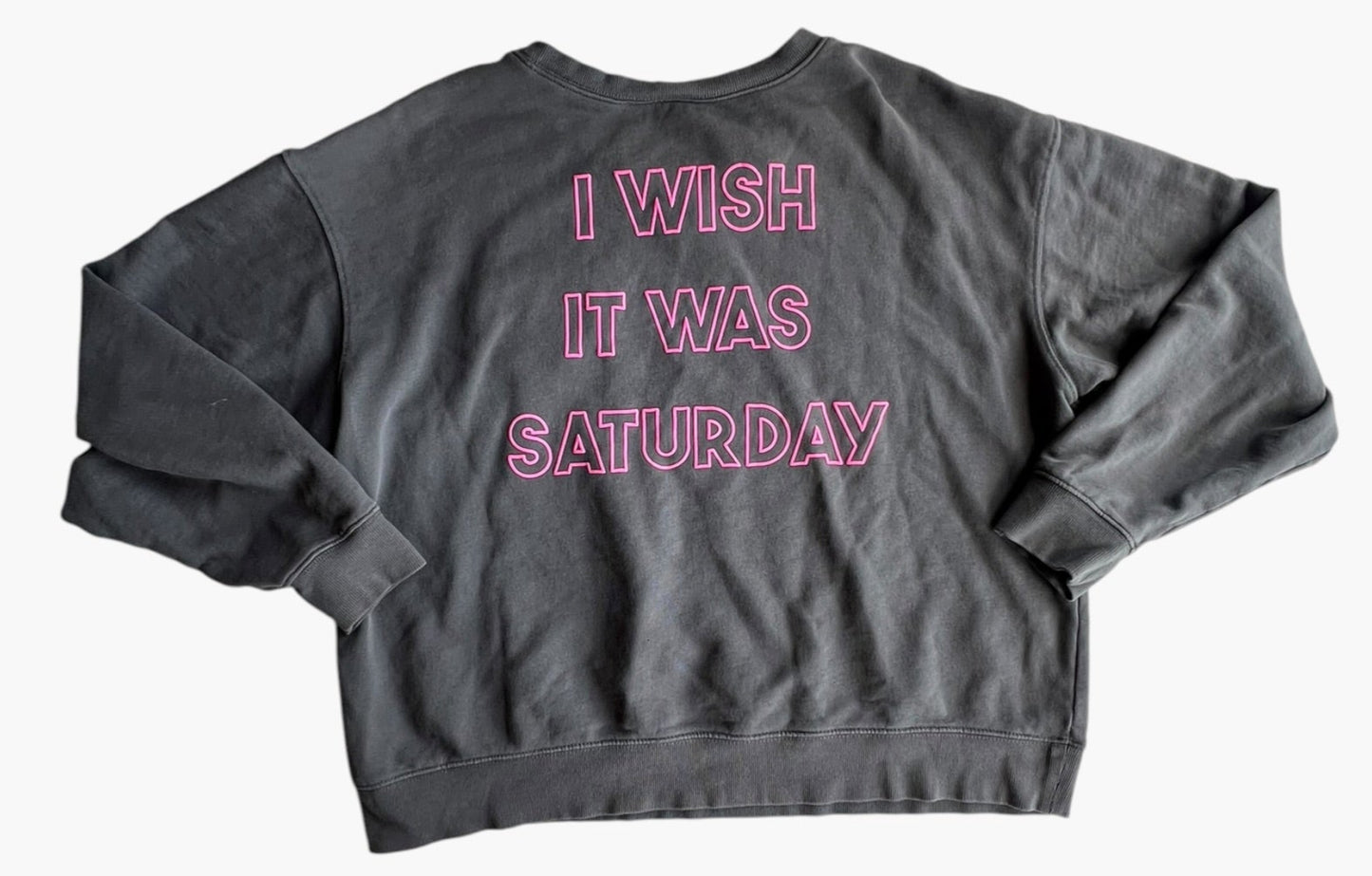 GREY WILDFOX "I WISH IT WAS SATURDAY" PULLOVER L