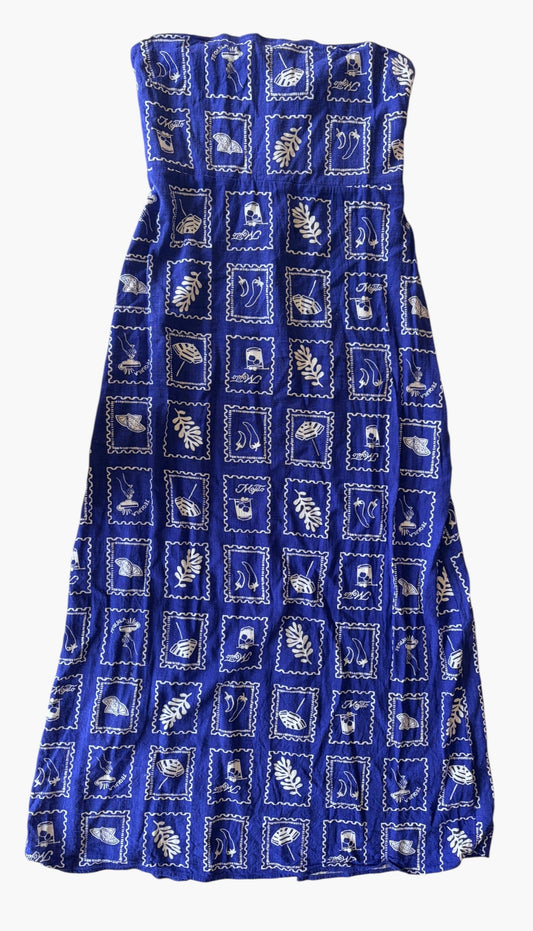 BLUE/WHITE PAPER HEART DRESS L