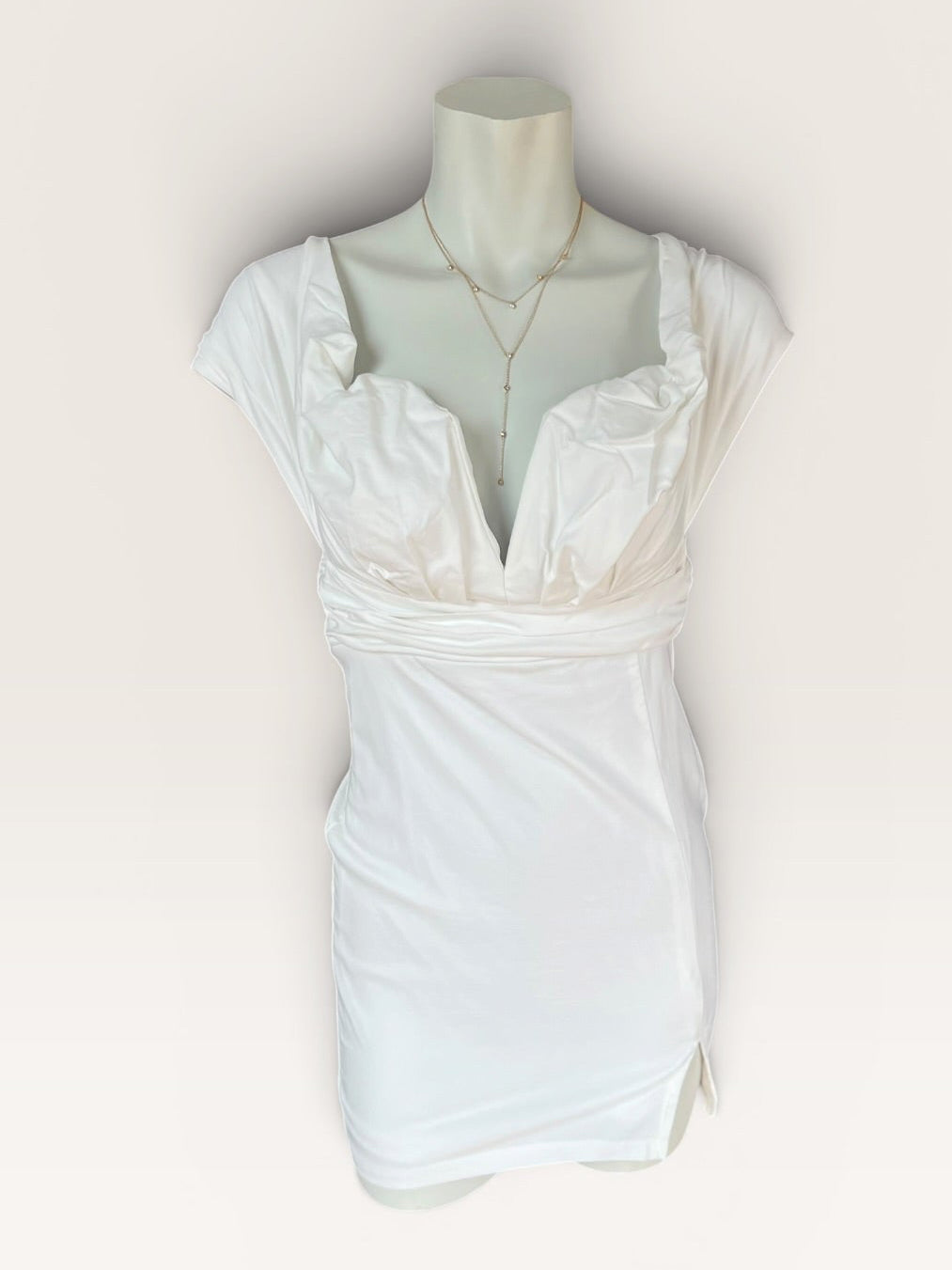 WHITE BLUE BLUSH DRESS S