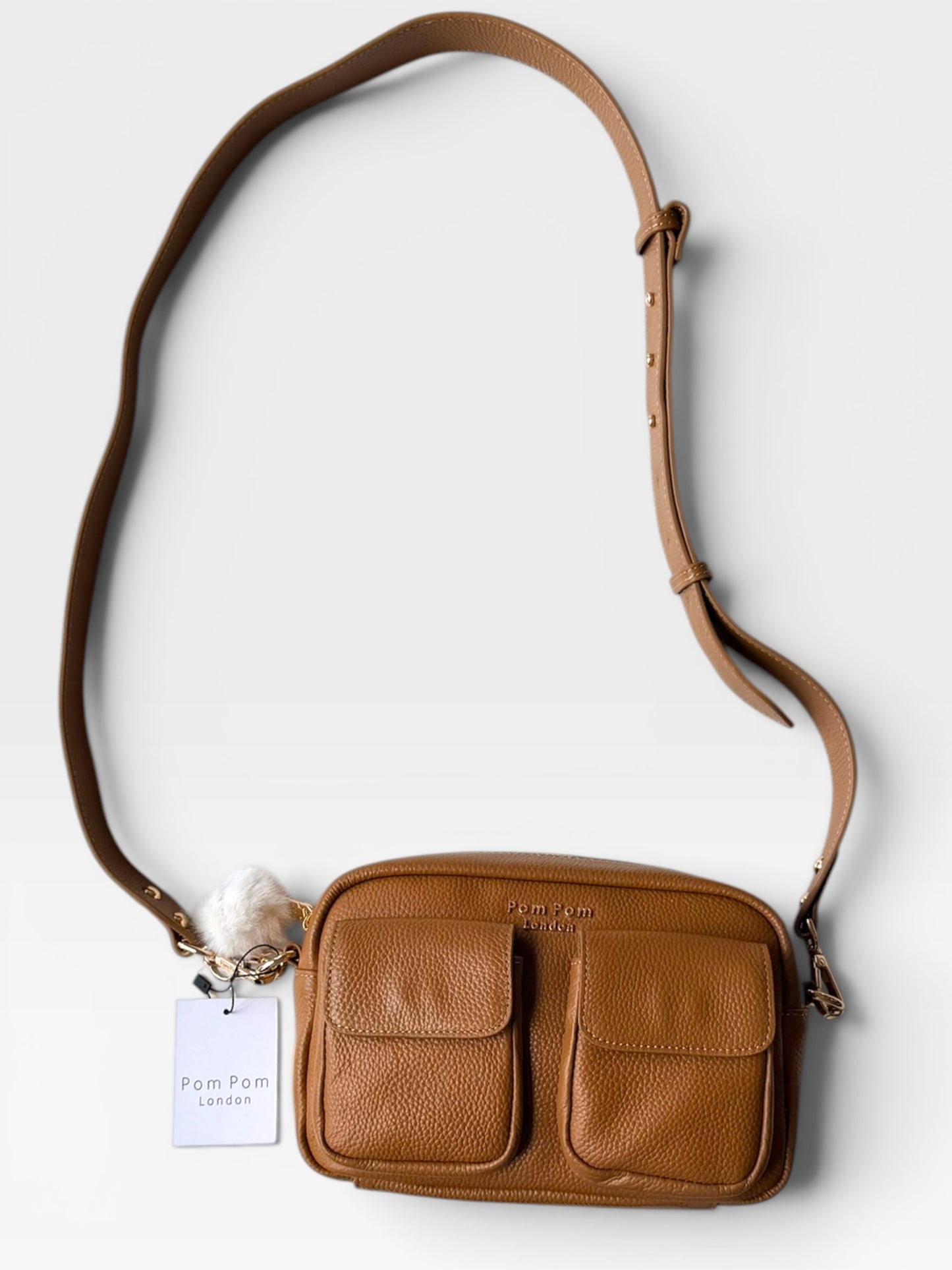 POM POM LONDON TAN PURSE (NWT $235) + 5 STRAPS