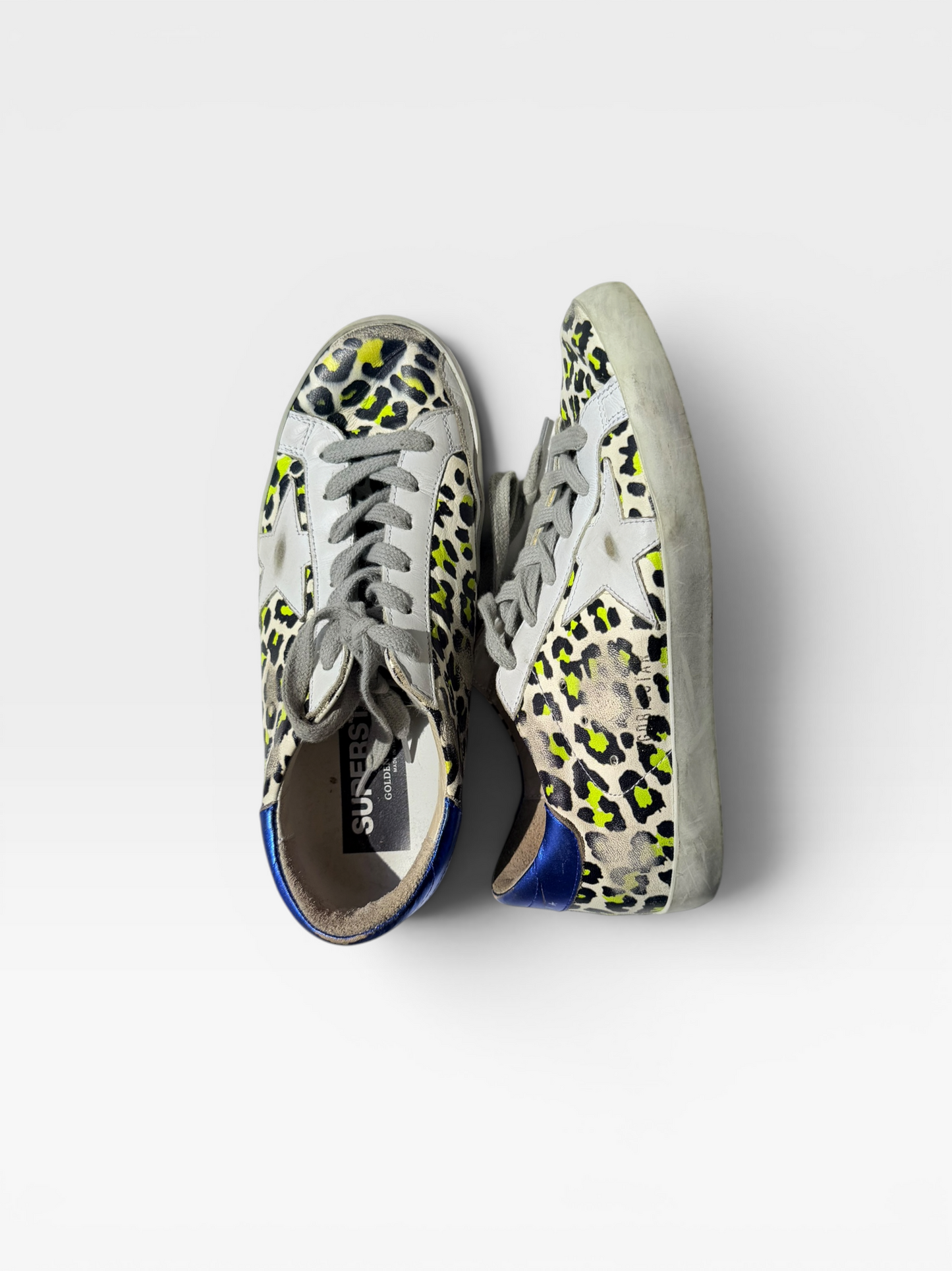 WHITE, CHEETAH, BLUE AUTH GOLDENGOOSE SHOES 36