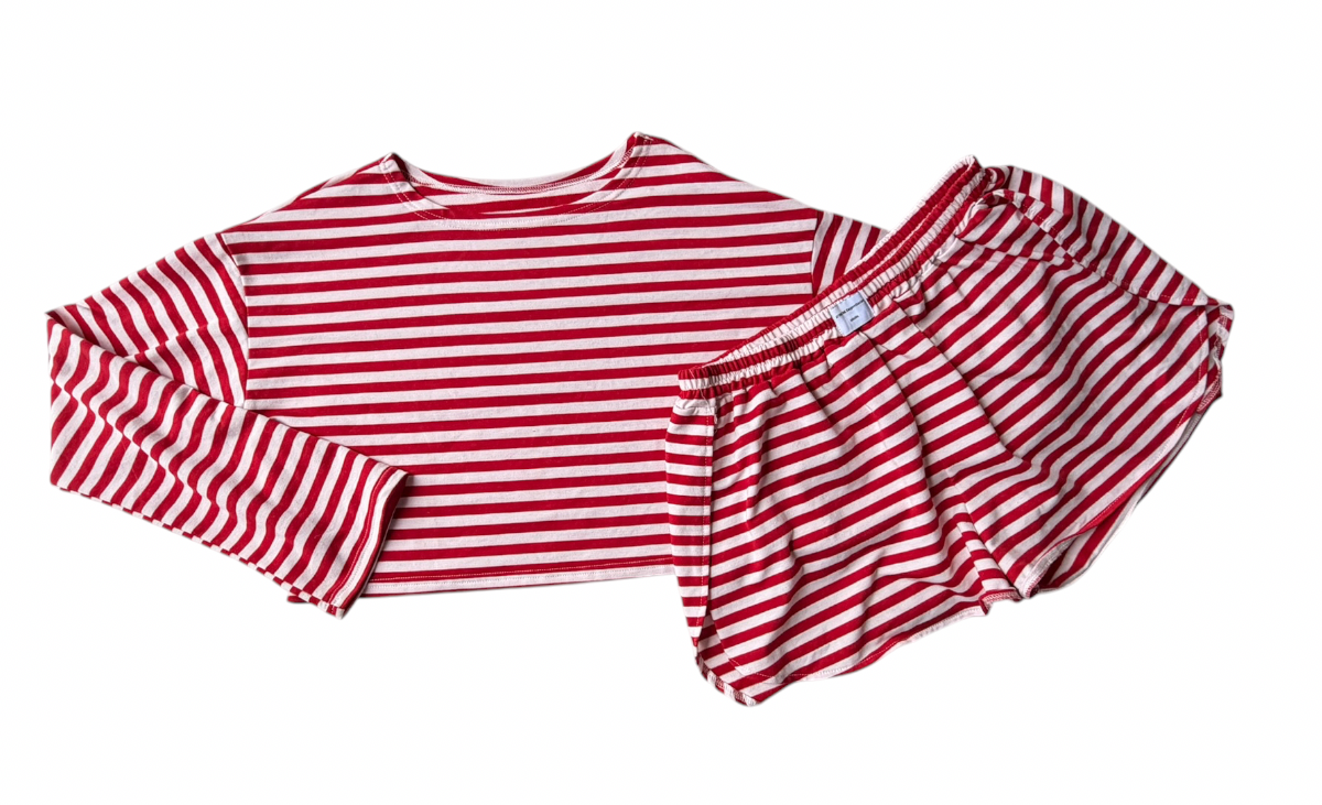 RED / WHITE STRIPE MATCHING SET L